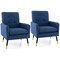 2 Pieces Accent Chair Upholstered Armchair W/ Tufted Back And Metal Legs